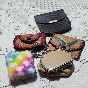 #10 5pcs Danier Tan 4 coin purses with Smooth Surface and Decorative Design